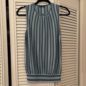 Anne Klein Sleeveless Blue Striped Tank Top